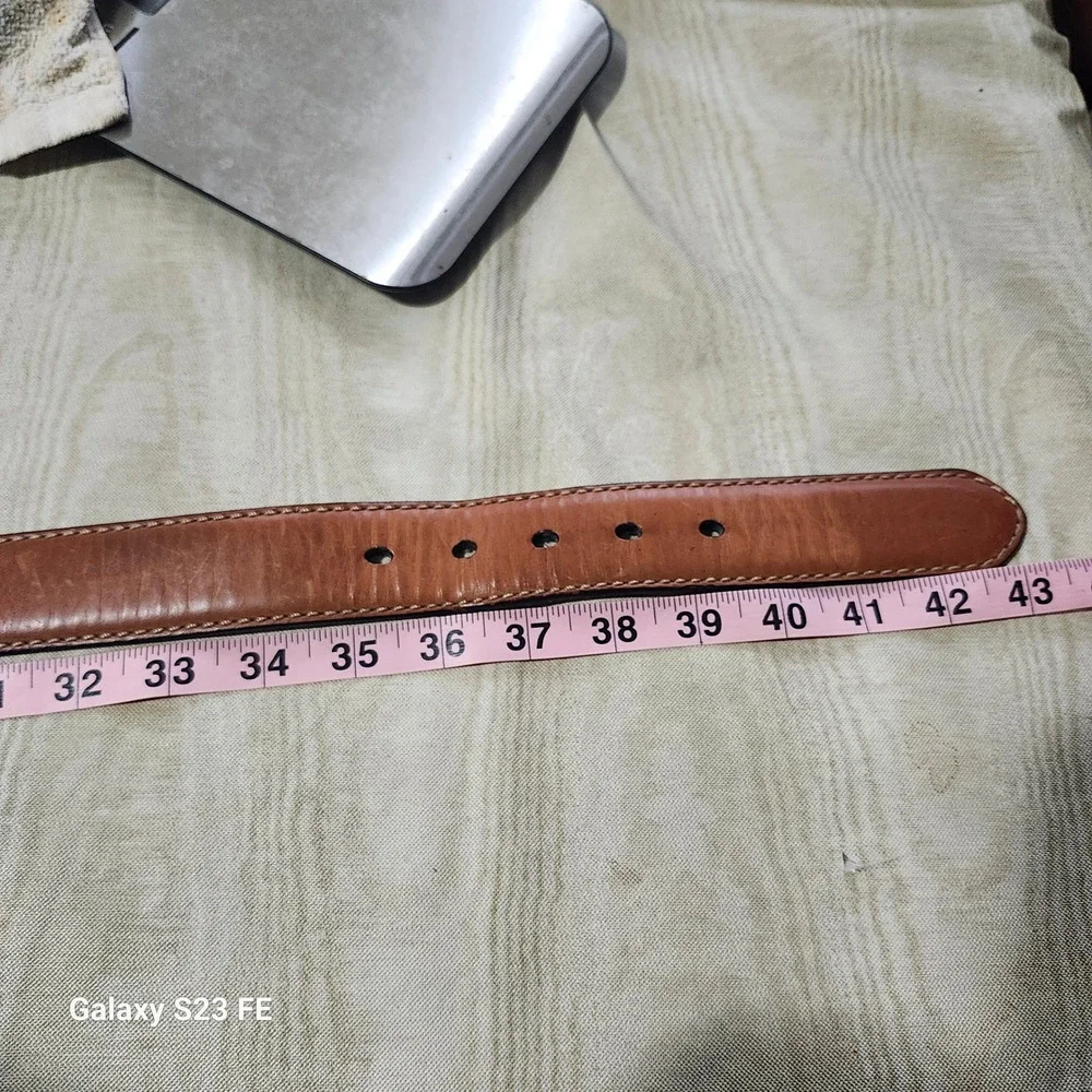 Fossil Leather Belt Men 36 Brown Silver Buckle Casual Workwear Basic 100153 1218
